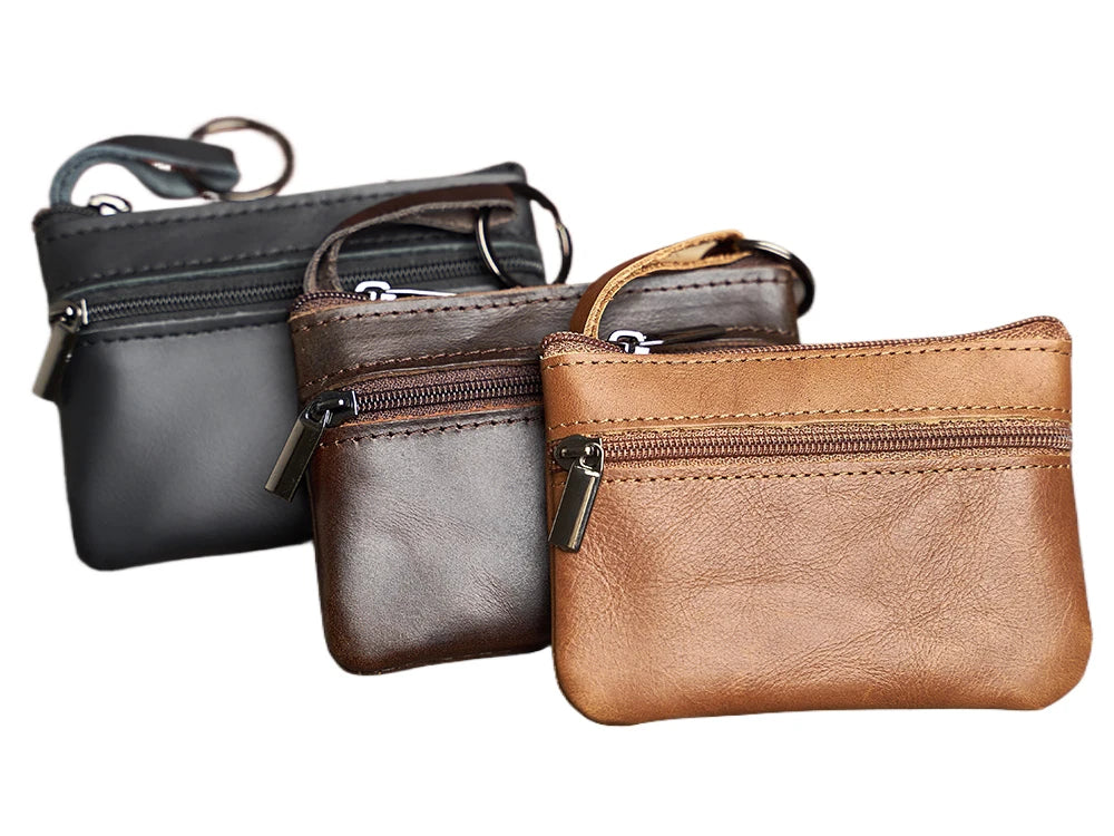 ארנק מטבעות קטן מעור בקר עם רוכסן – תמונה 5