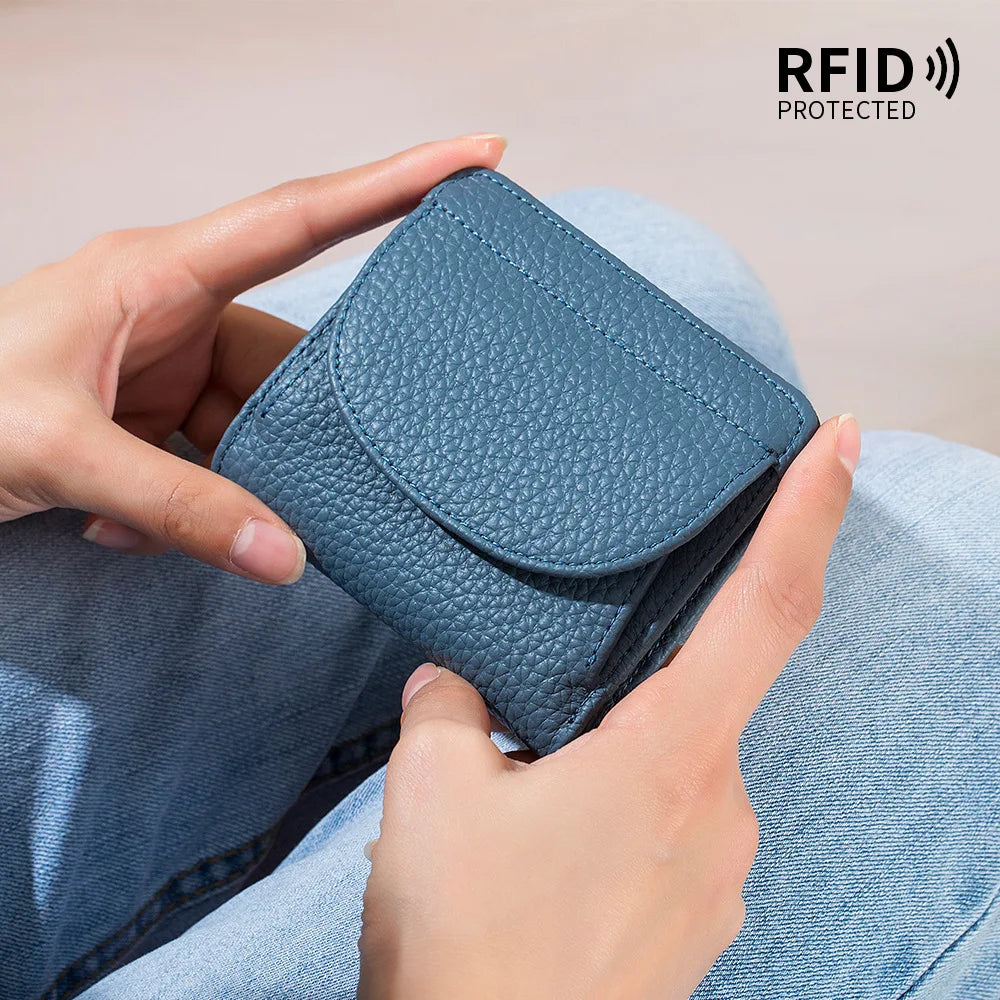 ארנק מיני לאישה מעור בקר רך עם הגנת RFID – תמונה 2