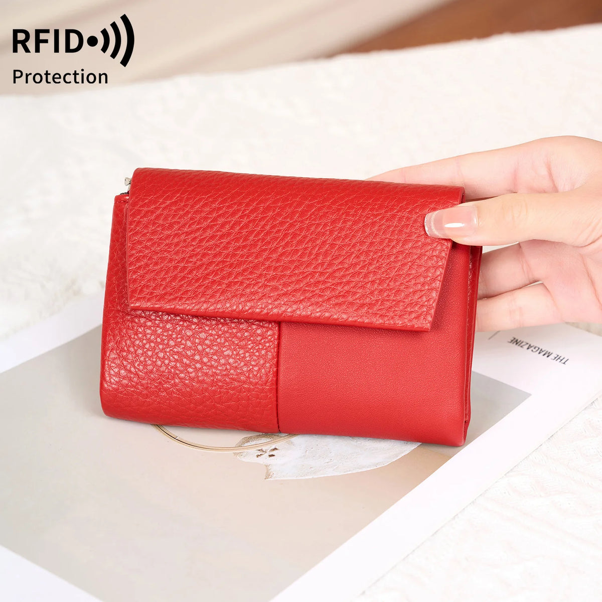 ארנק מתקפל לשלושה לאישה עם הגנת RFID – תמונה 4
