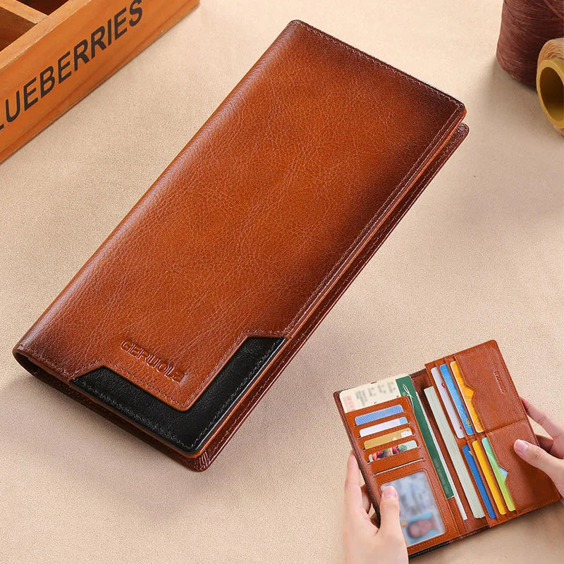 ארנק ארוך ודק מעור בקר