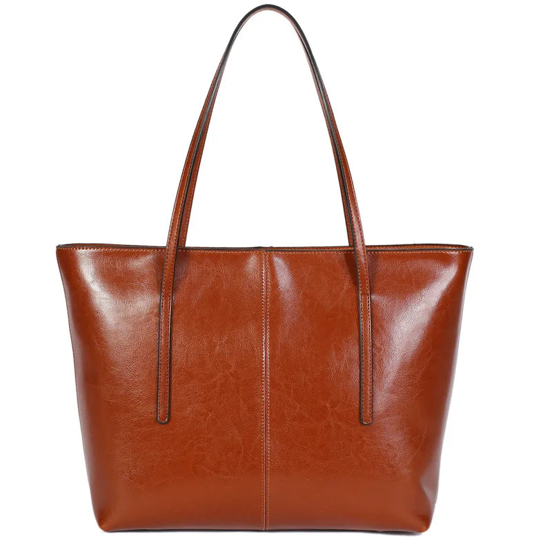 תיק טוט פתוח מעור בקר בגימור שמנוני – תמונה 5