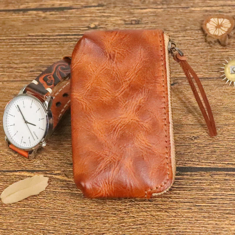 ארנק רוכסן קטן מעור בעיבוד צמחי